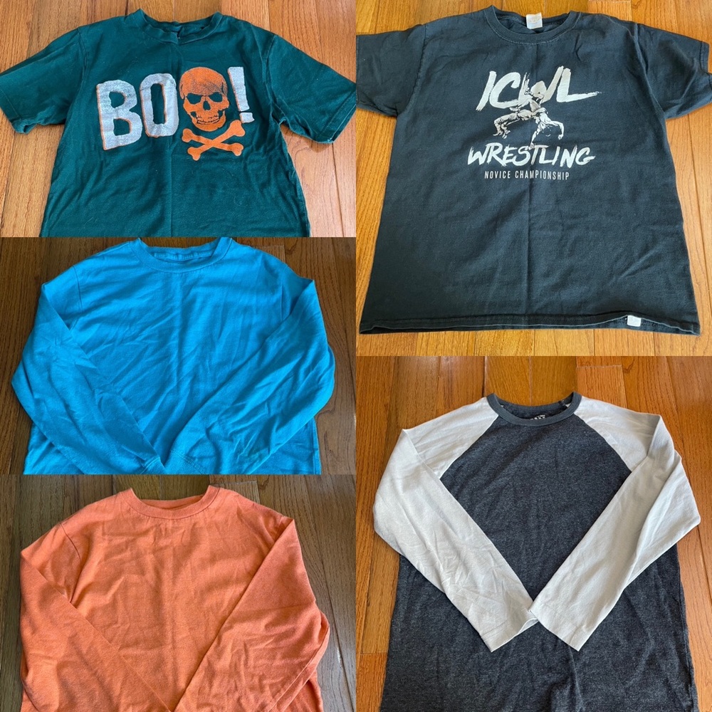 5 boys shirts - long and short sleeved - size 8-10 - used condition